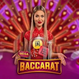 Mega Baccarat online game logo by Pragmatic Play on huikeecasinos.com